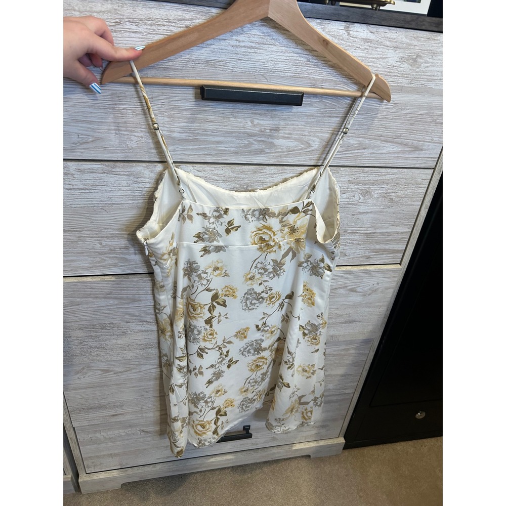 Urban Outfitters Floral Ruched Bust Mini Dress Cream Yellow Large Womens - Picture 5 of 6